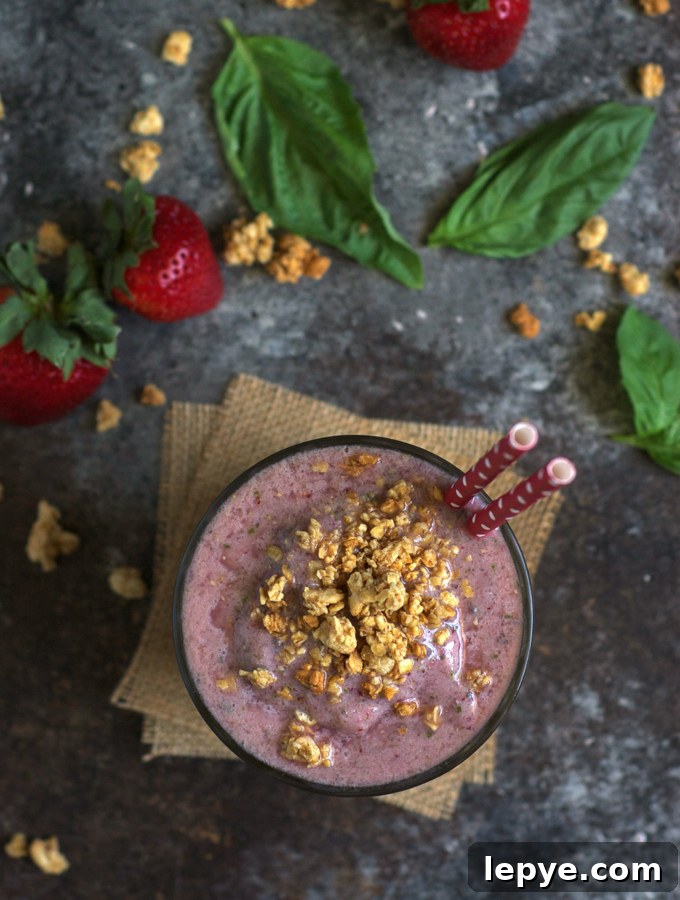Strawberry Basil Smoothie Recipe — Refreshing Summer Drink 3 Strawberry Basil Smoothie