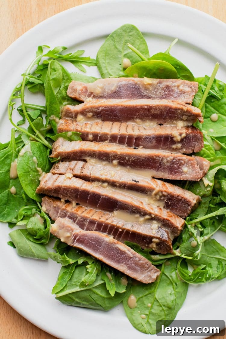 Seared Tuna with Wasabi Cream Sauce 2 Yellowfin tuna is an excellent option for this seared tuna recipe.