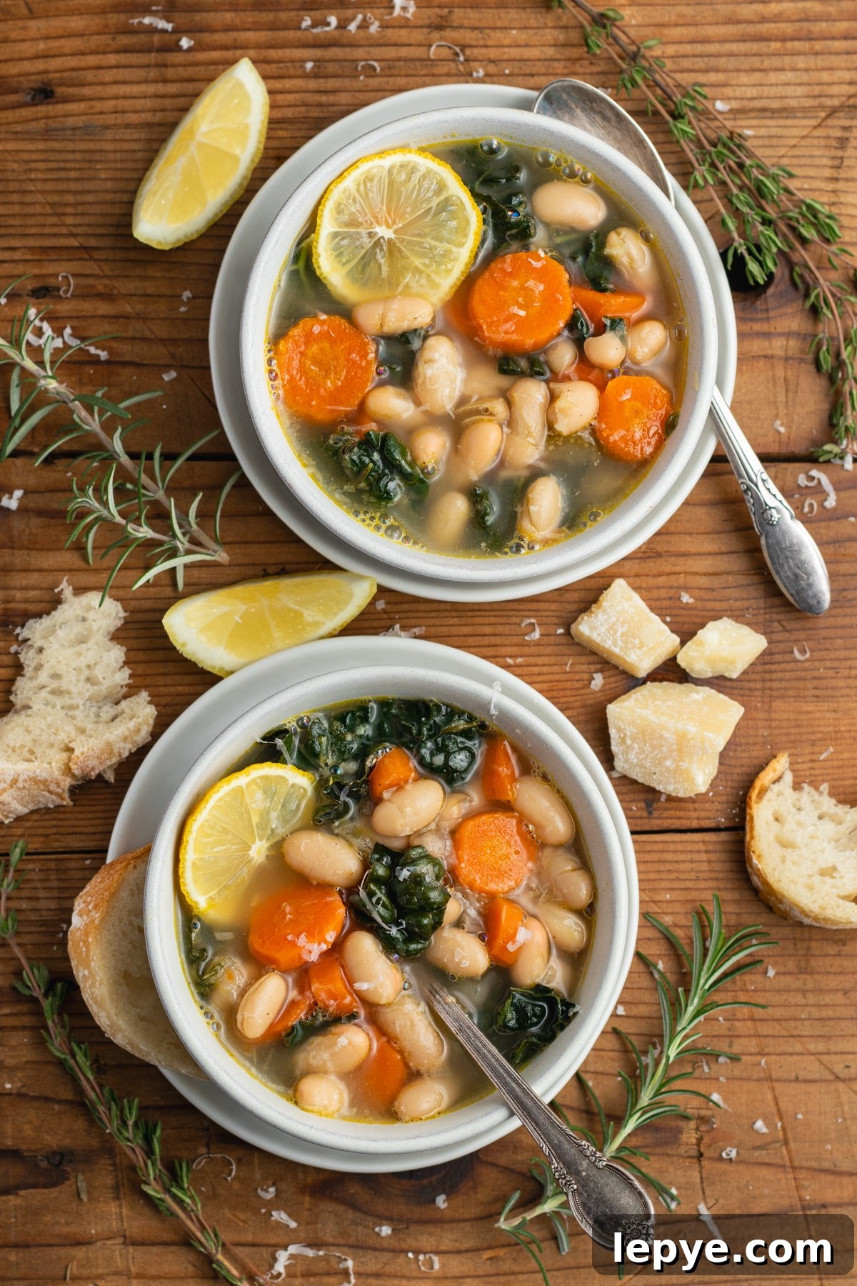 This is a  picture of two bowls filled with soup.