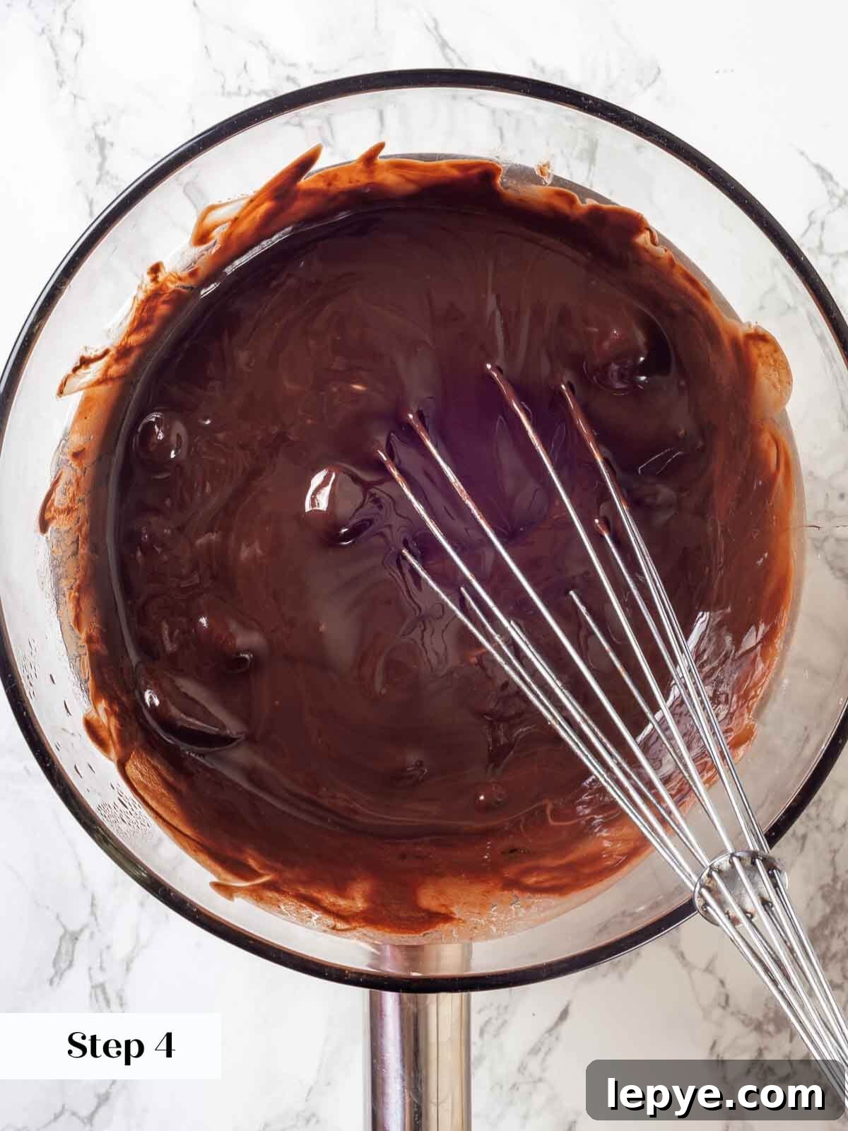 Fudgy Banana Brownies Made with Ripe Bananas 7 Heating chocolate for banana brownies.