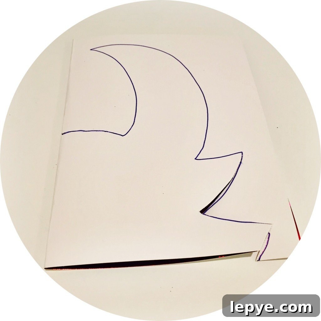 Chinese Dragon Mask Craft for Kids: Step-by-Step Paper Mask Tutorial 4 dragon horn template drawn on card