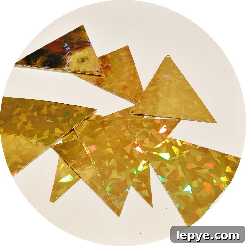 Chinese Dragon Mask Craft for Kids: Step-by-Step Paper Mask Tutorial 7 pile of shiny gold triangles