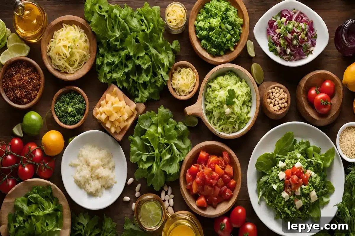 Build Your Own Grinder Salad: A Complete DIY Recipe Guide 4 Grinder Salad with ingredients representing Italian, Mexican, and Greek cuisines