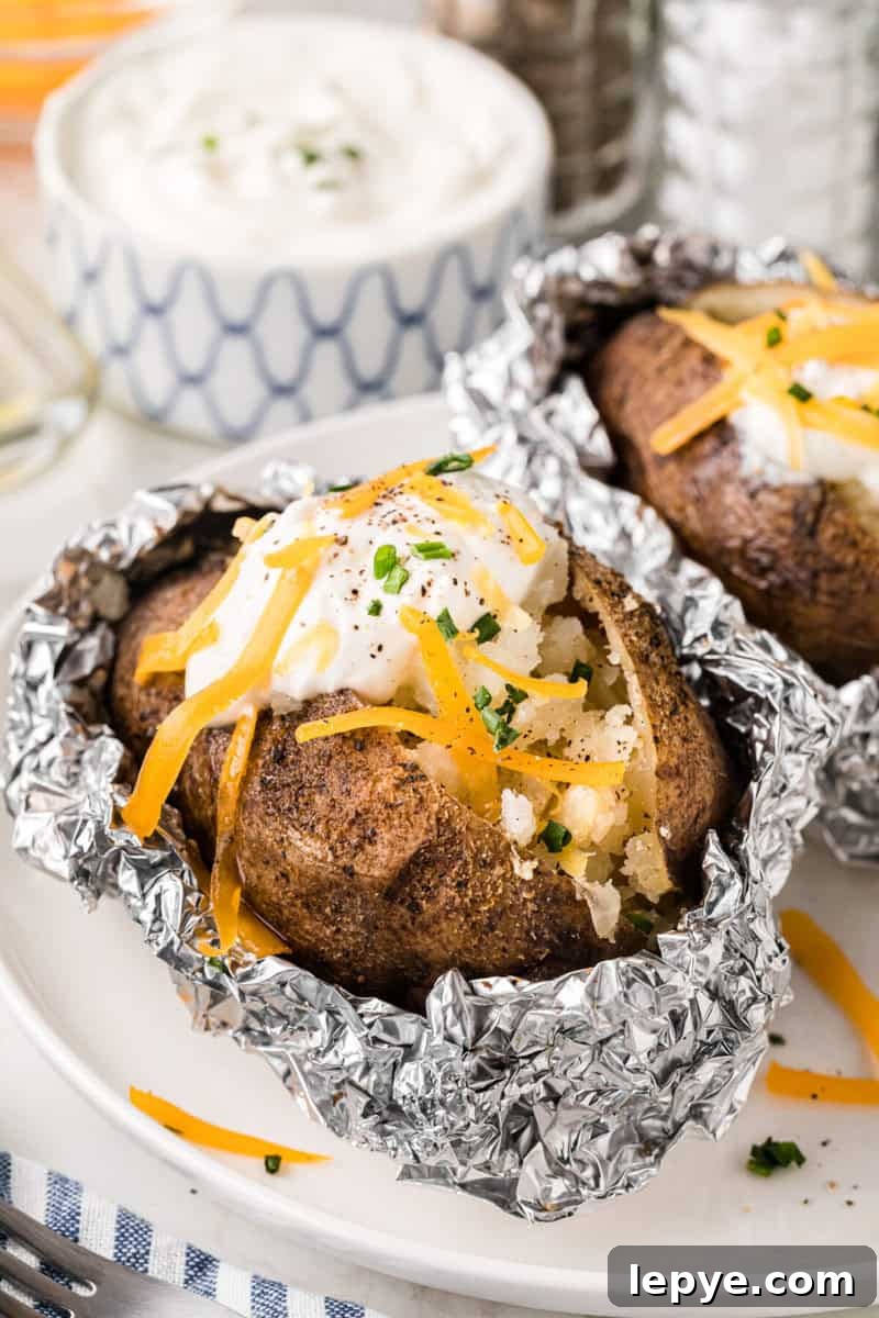 Perfect Slow Cooker Baked Potatoes: Creamy, Hands-Off Recipe 2 closeup if a slow cooker baked potato.