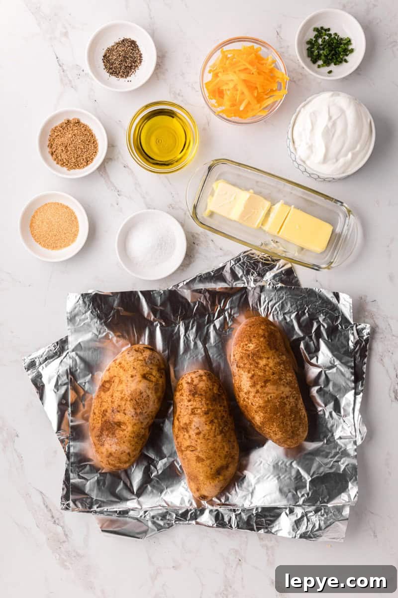 Perfect Slow Cooker Baked Potatoes: Creamy, Hands-Off Recipe 3 ingredients for the baked potatoes.