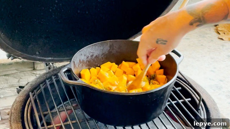 Butternut Squash Soup Cooked on the Big Green Egg