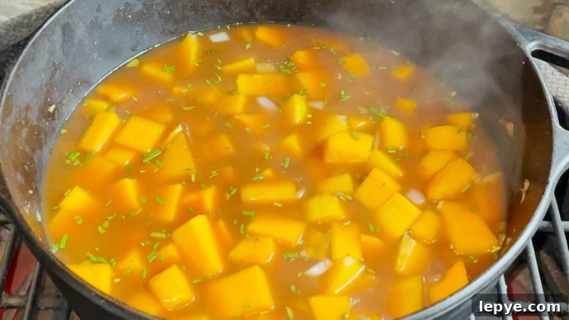 Butternut Squash Soup Cooked on the Big Green Egg