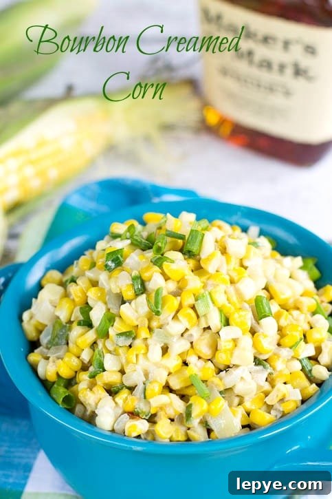Bourbon-Glazed Creamed Corn Recipe 3 Bourbon Creamed Corn #southern