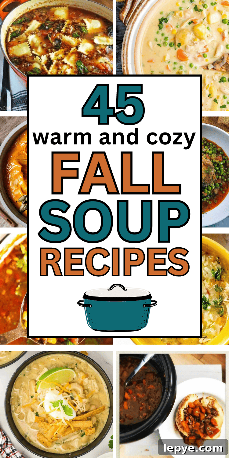 45 Cozy Fall Soups and Stews for Cool Autumn Nights 13 Fall soups and stews collage
