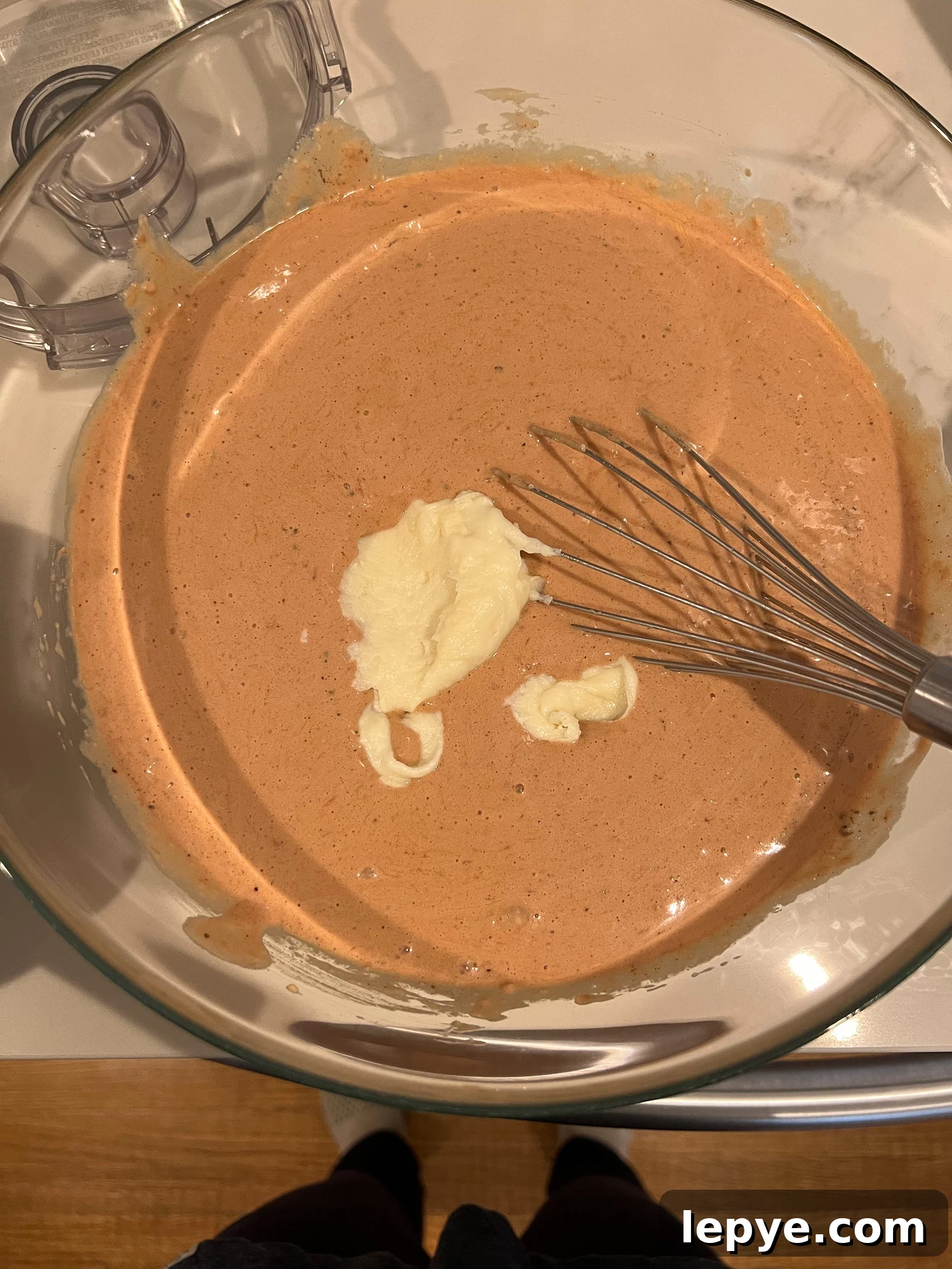 How to Make Classic Danish Leverpostej (Liver Pâté) 20 Adding the roux to the liver mixture.