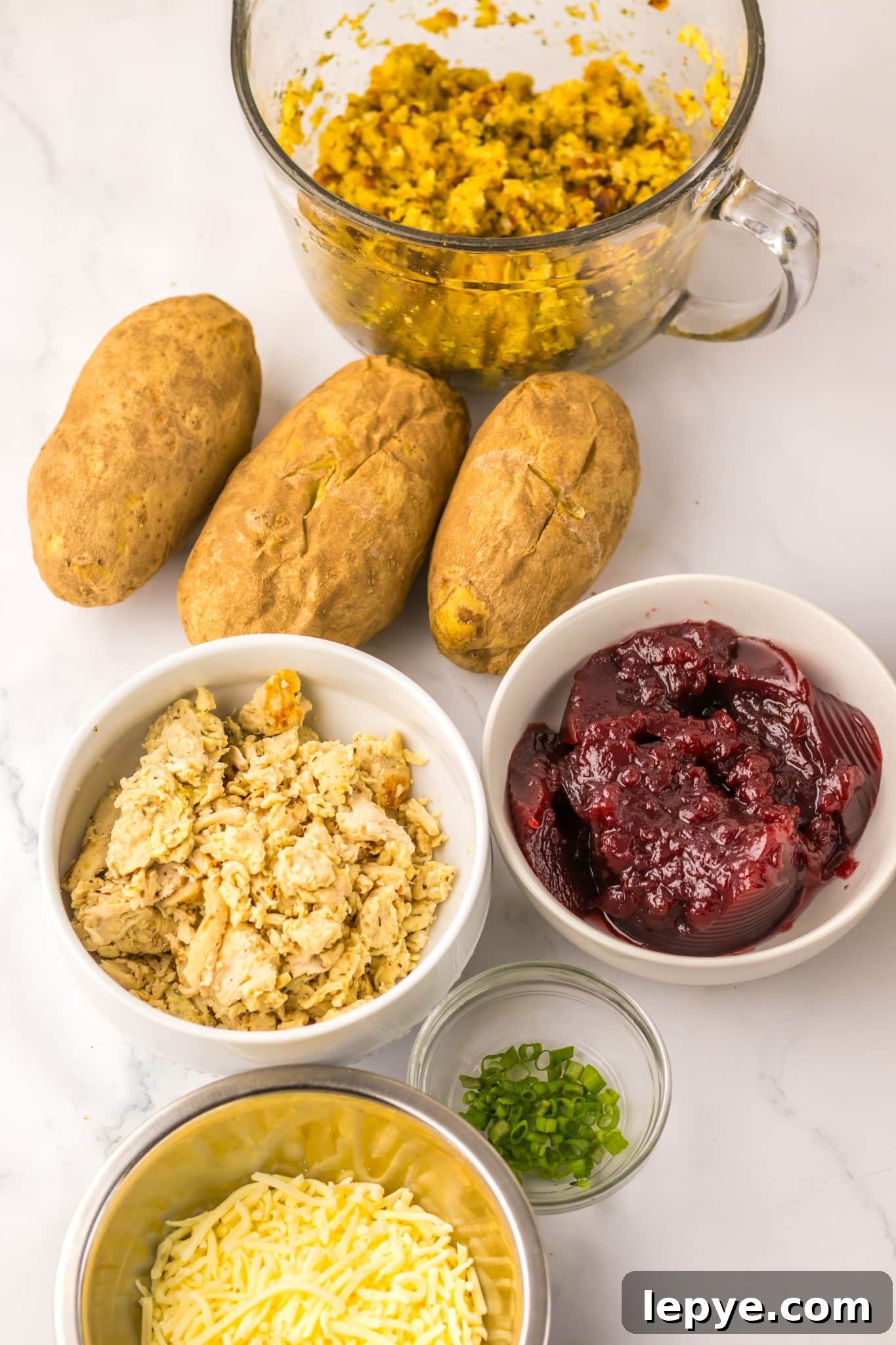 turkey potato skins ingredients on table