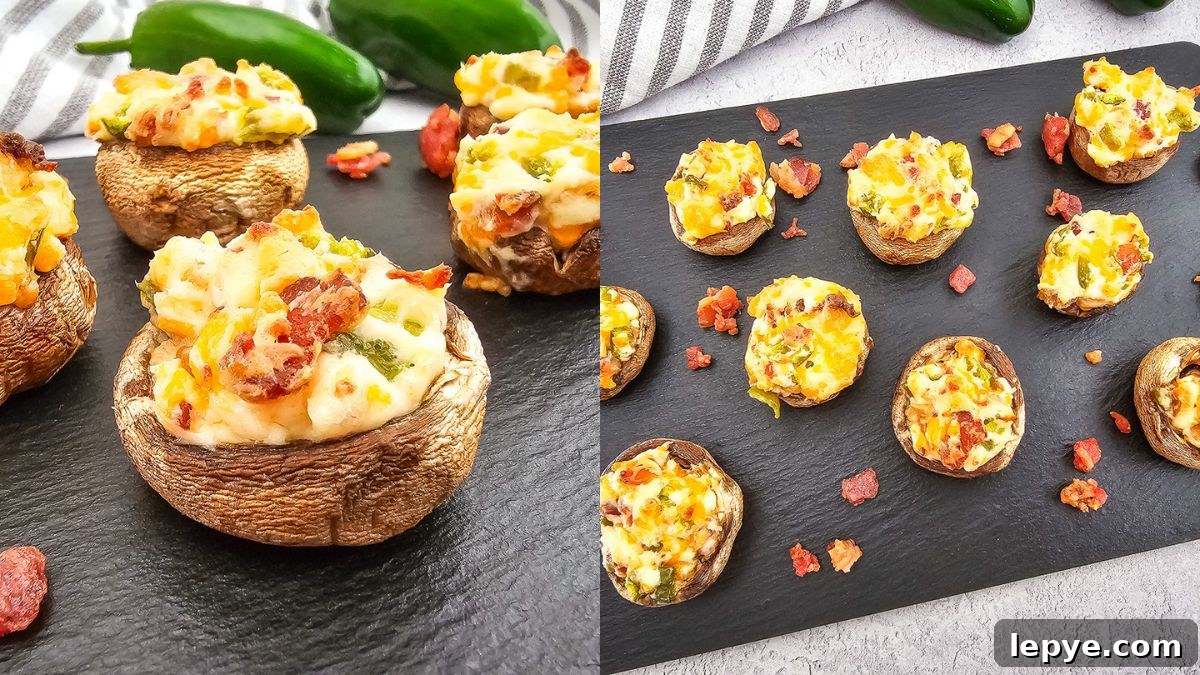 Jalapeño popper stuffed mushrooms