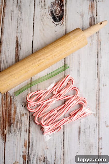 Place unwrapped candy canes in zipper seal bag.