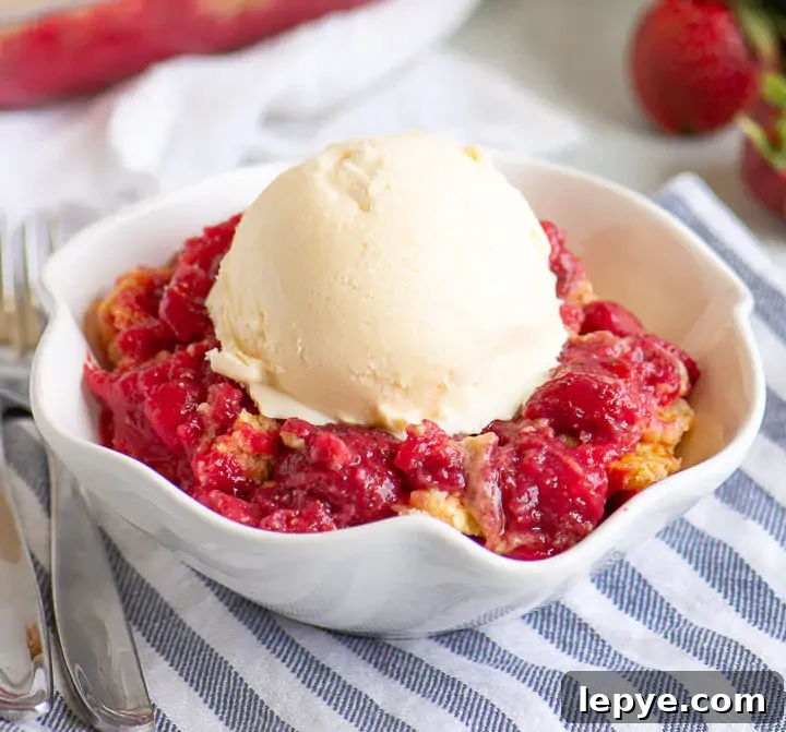 cobbler in a bowl with a scoop of ice cream on top