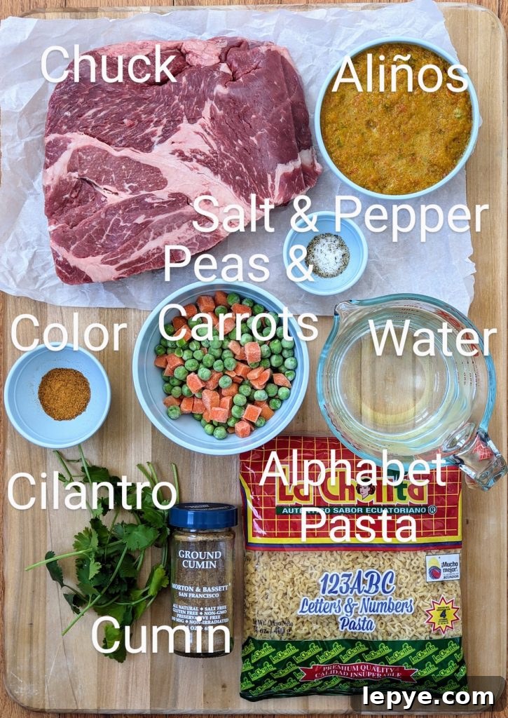 Ingredients for Alphabet Soup